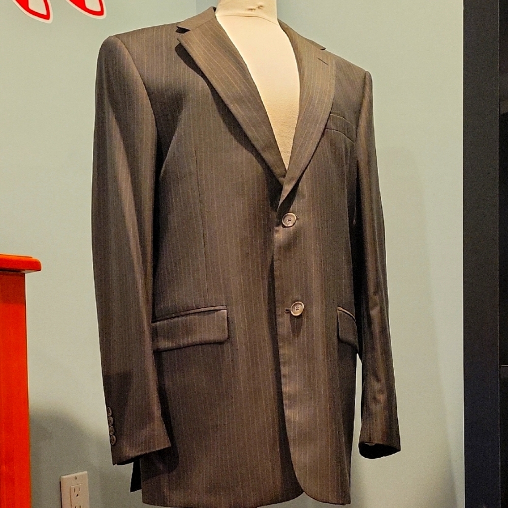 Men's Kenneth Cole Brown Pinstripe Suit (Blazer and Slacks)